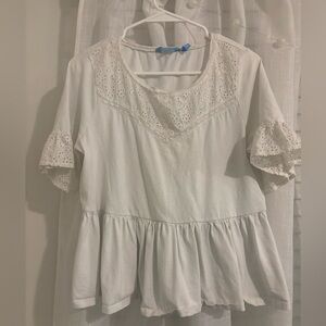 Draper James White Eyelet Peplum Top